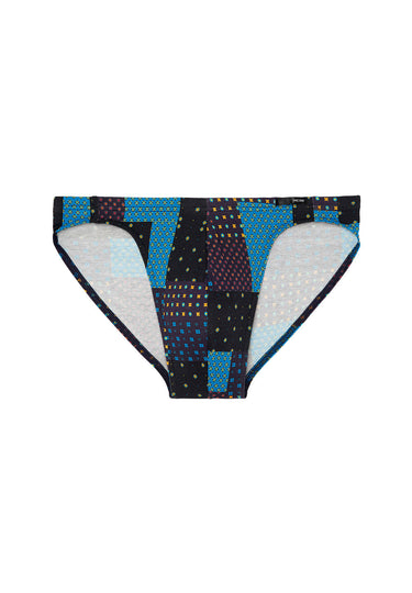 Front cutout view of HO navy print modal/viscose/tencel Comfort Micro Briefs