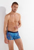 Front view of a men model wearing HO blue print  Boxer Briefs