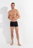 Full-body view of a men model wearing HO black/black print cotton Boxer Briefs 2p