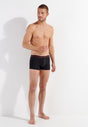 General view of a men model wearing HO black/black print cotton Boxer Briefs 2p