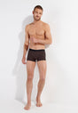 General view of a men model wearing HO black/black print cotton Boxer Briefs 2p