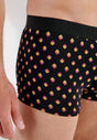 General view of a men model wearing HO black/black print cotton Boxer Briefs 2p