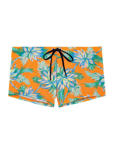 Front cutout view of HO orange print  Swim Shorts