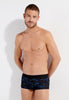 Front view of a men model wearing HO black print  Trunk