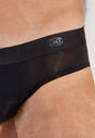 Close-up view of a men model wearing HO black  Comfort Briefs