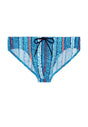Front cutout view of HO turquoise print  Swim Mini Briefs