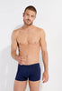 Front view of a men model wearing HO navy/navy stripes cotton Boxer Briefs 2p
