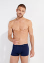 Front view of a men model wearing HO navy/navy stripes cotton Boxer Briefs 2p