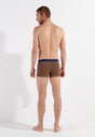 General view of a men model wearing HO navy/navy stripes cotton Boxer Briefs 2p