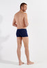 General view of a men model wearing HO navy/navy stripes cotton Boxer Briefs 2p