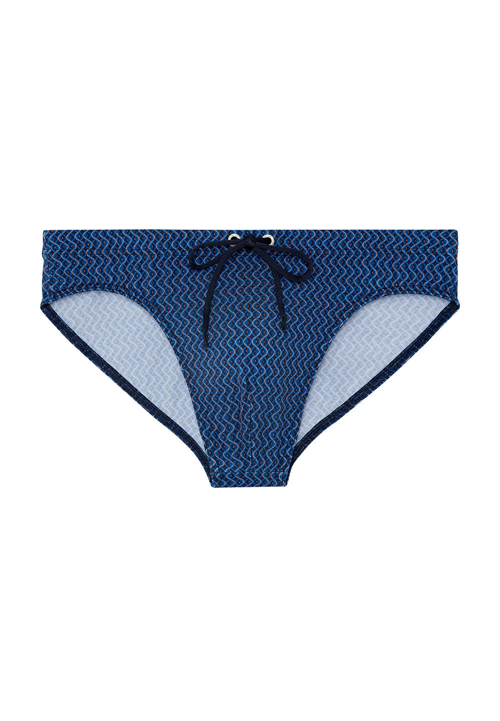 Front cutout view of HO navy print  Swim Mini Briefs
