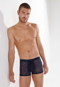 Front view of a men model wearing HO navy  Boxer Briefs
