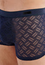 Close-up view of a men model wearing HO navy  Boxer Briefs