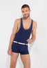 Front view of a men model wearing HO navy  Rowing