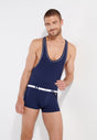 Front view of a men model wearing HO navy  Rowing