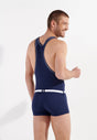 Back view of a men model wearing HO navy  Rowing