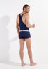 General view of a men model wearing HO navy  Rowing