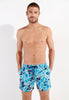 Front view of a men model wearing HO blue print  Beach Boxer