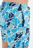 Close-up view of a men model wearing HO blue print  Beach Boxer