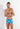 Front view of a men model wearing HO blue print  Swim Shorts