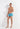 Full-body view of a men model wearing HO blue print  Swim Shorts