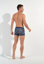General view of a men model wearing HO navy print  Boxer Briefs