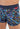 Close-up view of a men model wearing HO navy print  Boxer Briefs