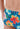 Close-up view of a men model wearing HO turquoise print  Swim Mini Briefs