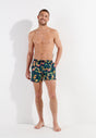 Full-body view of a men model wearing HO navy print  Beach Boxer