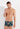 Front view of a men model wearing HO navy print  Swim Shorts