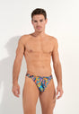 General view of a men model wearing HO multico print  G-String