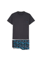 Front cutout view of HO dark grey print cotton Short Sleepwear