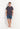 Full-body view of a men model wearing HO dark grey print cotton Short Sleepwear