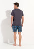 General view of a men model wearing HO dark grey print cotton Short Sleepwear