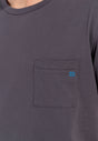 Close-up view of a men model wearing HO dark grey print cotton Short Sleepwear