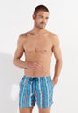 Front view of a men model wearing HO turquoise print  Beach Boxer