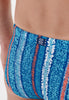 Close-up view of a men model wearing HO turquoise print  Swim Mini Briefs