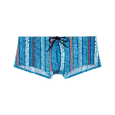 Front cutout view of HO turquoise print  Swim Trunk