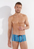 Front view of a men model wearing HO turquoise print  Swim Trunk