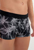 Close-up view of a men model wearing HO black print modal/viscose/tencel Trunk