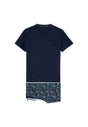 Front cutout view of HO navy print cotton Short Sleepwear