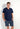 Front view of a men model wearing HO navy print cotton Short Sleepwear