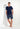 Full-body view of a men model wearing HO navy print cotton Short Sleepwear