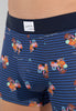 Close-up view of a men model wearing HO navy print  Boxer Briefs