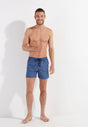 Full-body view of a men model wearing HO navy print  Beach Boxer