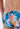 Close-up view of a men model wearing HO blue print  Swim Mini Briefs