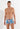 Front view of a men model wearing HO blue print  Swim Shorts