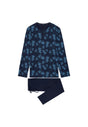 Front cutout view of HO navy print cotton Long Sleepwear