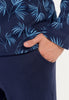 General view of a men model wearing HO navy print cotton Long Sleepwear