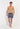 Full-body view of a men model wearing HO turquoise print  Beach Boxer
